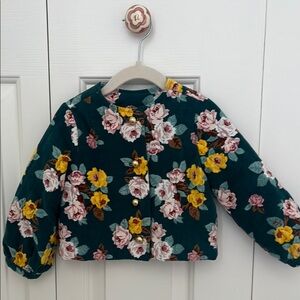 Janie and Jack Floral Quilted Jacket Toddler 18–24M Gold Buttons